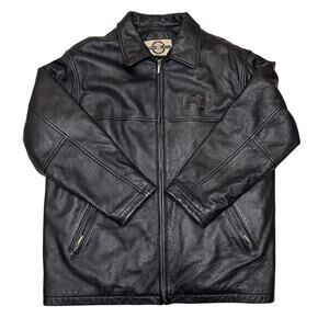 Vintage North End Men's Leather Jacket Size L Collared California Hotel